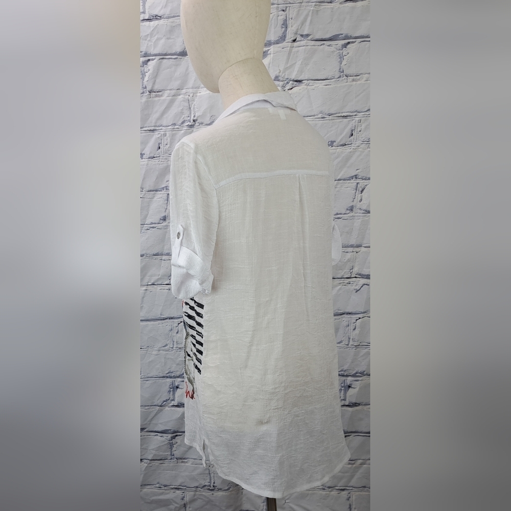 Le Grenier Top Shirt Nautical Sailing Ltweight Transparent Beach Y2K 90s Medium - Picture 7 of 14